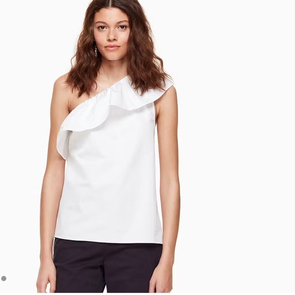 KATE SPADE Poplin One Shoulder Top White Size XXL NEW - Picture 1 of 10